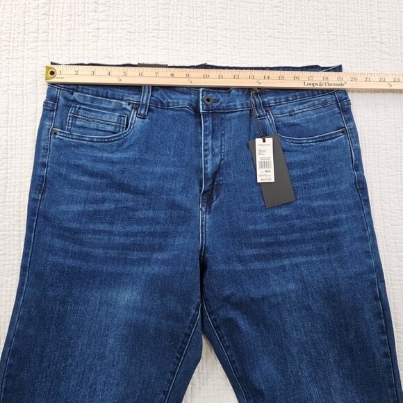 NEW Kenneth Cole Jeans Men's 38x34 Straight Fit 2 Way Stretch Med Blue Denim NWT - Picture 3 of 16